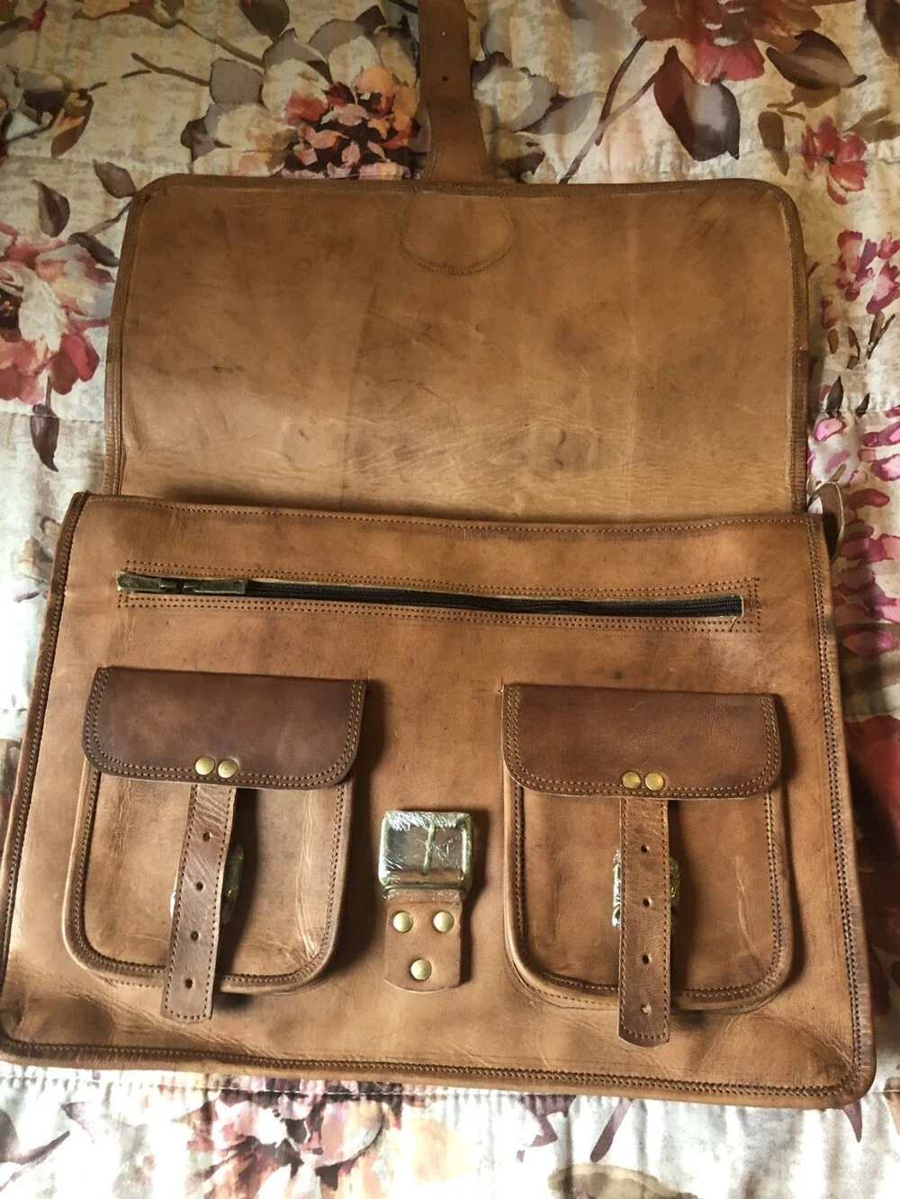 Cuero Large Vintage Handmade Leather Bag for Laptop - Brown